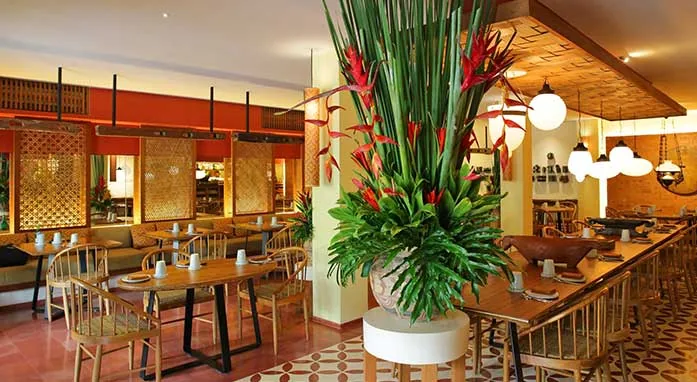 Elegant restaurant interior during the day